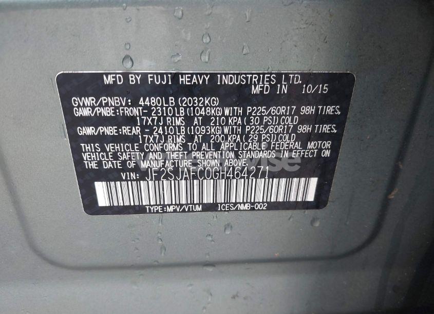 Photo 9 of 2016 Subaru Forester 2.5I PREMIUM (VIN JF2SJAFC0GH464271)