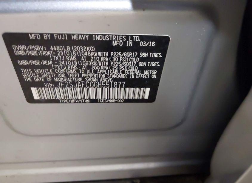 Photo 9 of 2016 Subaru Forester 2.5I PREMIUM (VIN JF2SJAFC0GH551877)