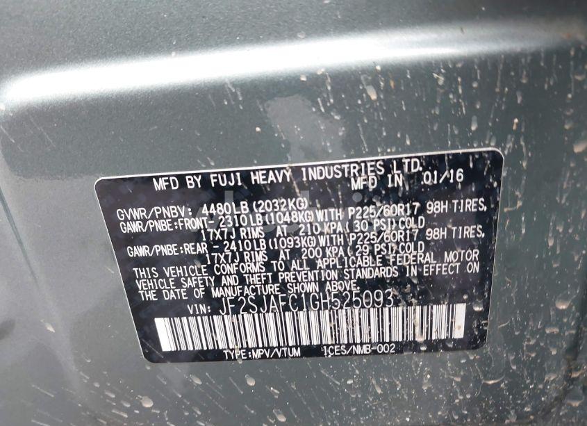 Photo 9 of 2016 Subaru Forester 2.5I PREMIUM (VIN JF2SJAFC1GH525093)