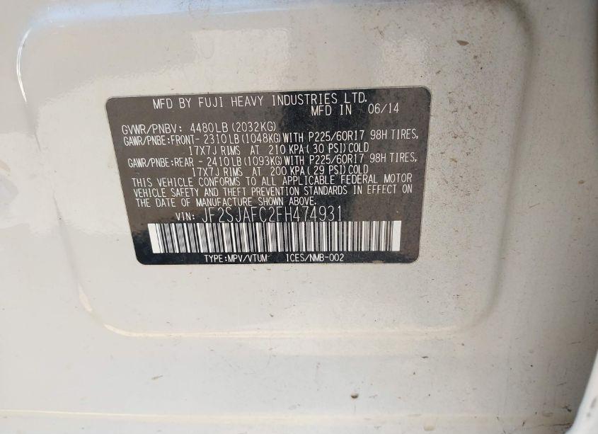 Photo 9 of 2015 Subaru Forester 2.5I PREMIUM (VIN JF2SJAFC2FH474931)