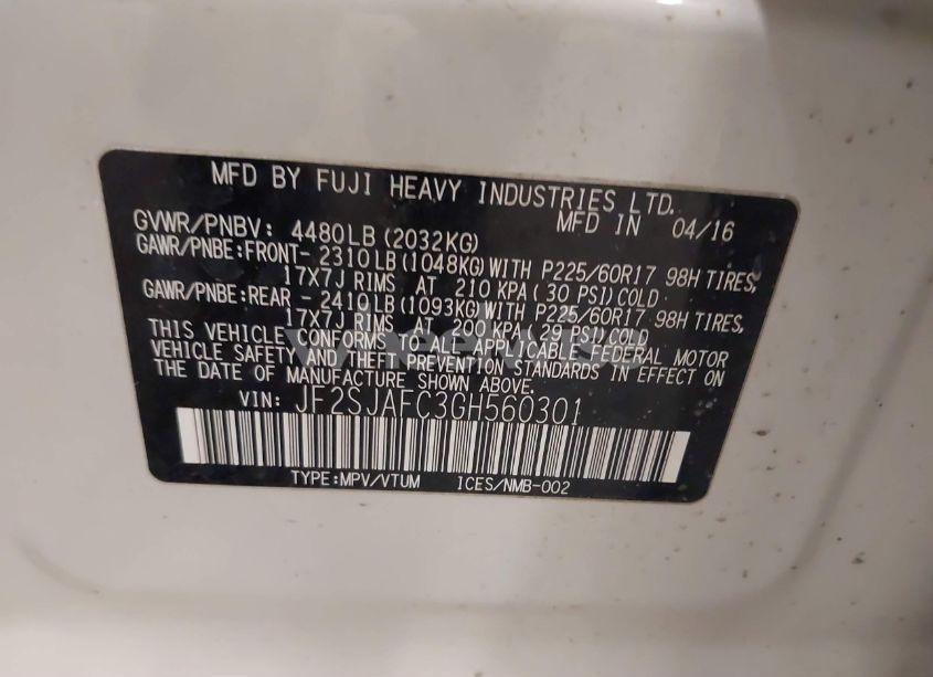 Photo 9 of 2016 Subaru Forester 2.5I PREMIUM (VIN JF2SJAFC3GH560301)