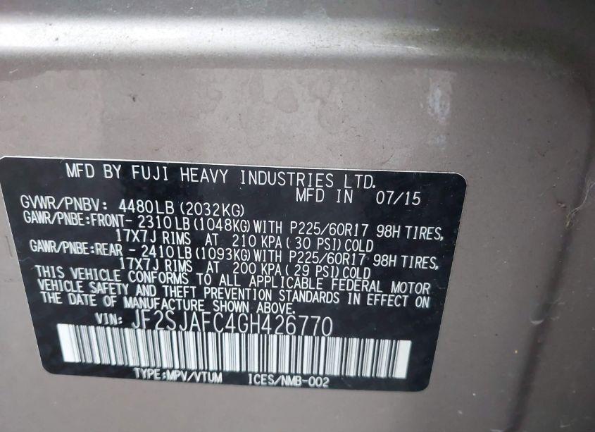 Photo 9 of 2016 Subaru Forester 2.5I PREMIUM (VIN JF2SJAFC4GH426770)