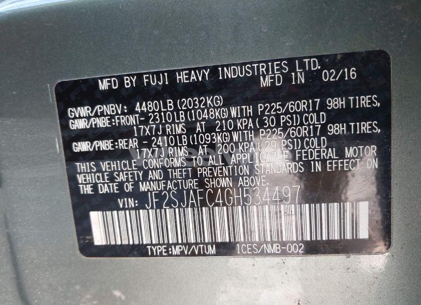 Photo 9 of 2016 Subaru Forester 2.5I PREMIUM (VIN JF2SJAFC4GH534497)