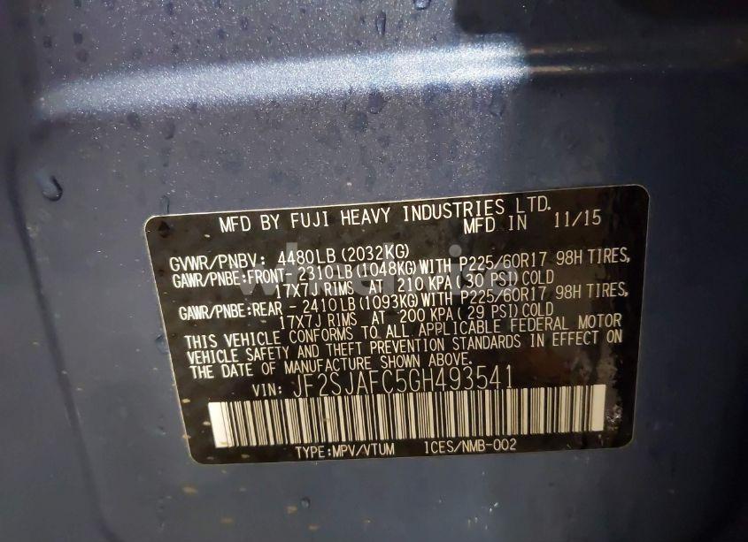 Photo 9 of 2016 Subaru Forester 2.5I PREMIUM (VIN JF2SJAFC5GH493541)