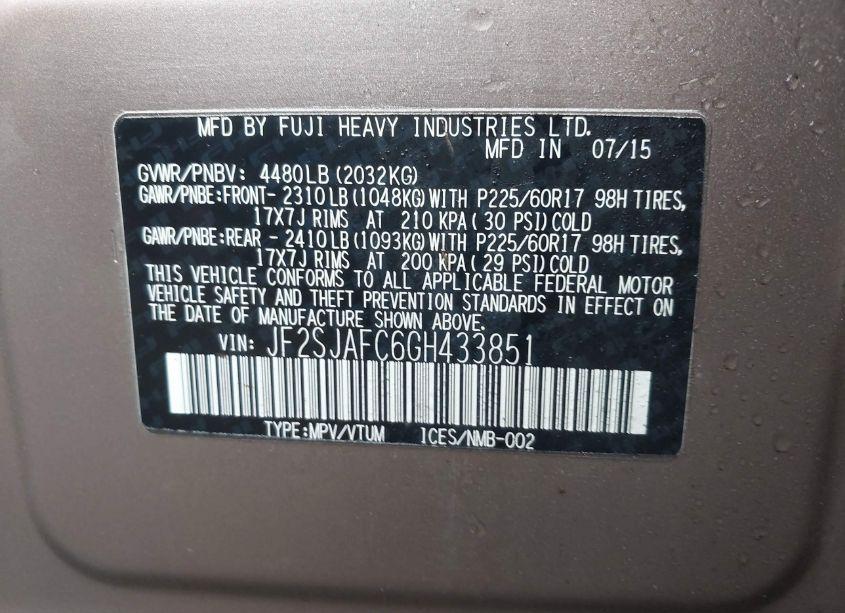 Photo 9 of 2016 Subaru Forester 2.5I PREMIUM (VIN JF2SJAFC6GH433851)