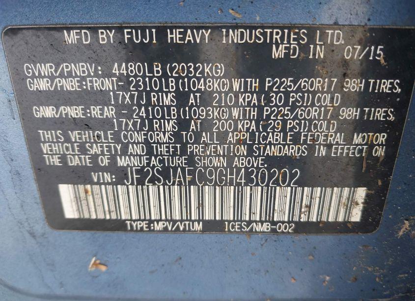 Photo 9 of 2016 Subaru Forester 2.5I PREMIUM (VIN JF2SJAFC9GH430202)