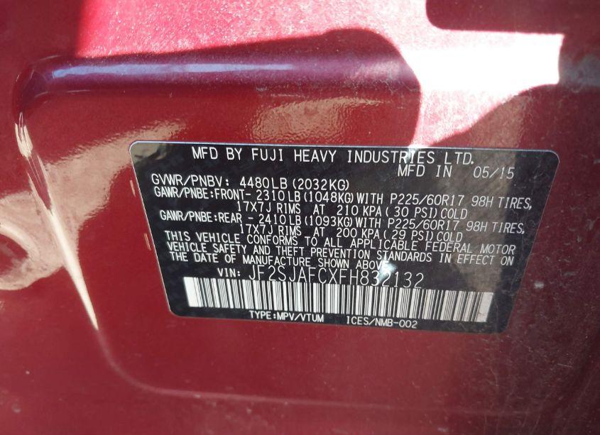 Photo 9 of 2015 Subaru Forester 2.5I PREMIUM (VIN JF2SJAFCXFH832132)