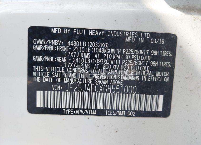 Photo 9 of 2016 Subaru Forester 2.5I PREMIUM (VIN JF2SJAFCXGH551000)