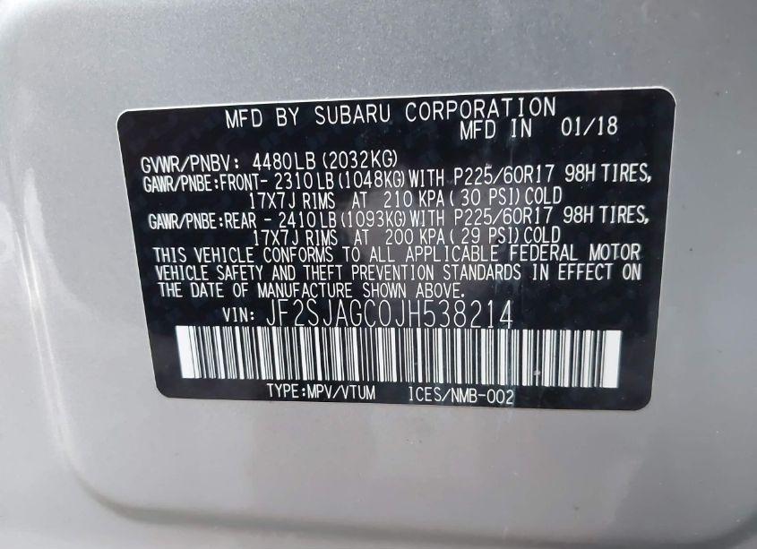 Photo 9 of 2018 Subaru Forester 2.5I PREMIUM (VIN JF2SJAGC0JH538214)