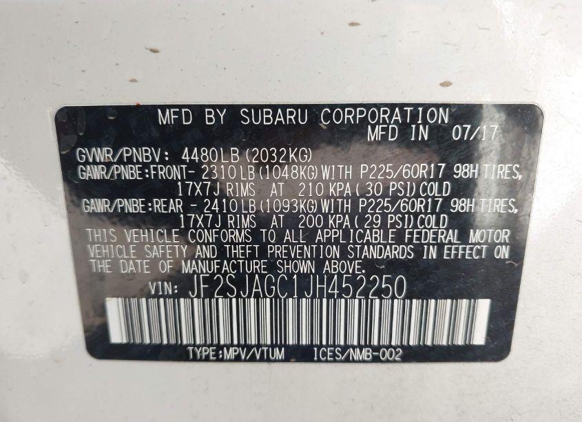 Photo 9 of 2018 Subaru Forester 2.5I PREMIUM (VIN JF2SJAGC1JH452250)