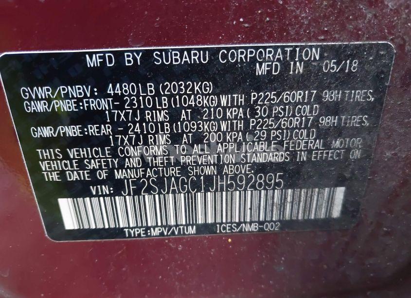 Photo 9 of 2018 Subaru Forester 2.5I PREMIUM (VIN JF2SJAGC1JH592895)