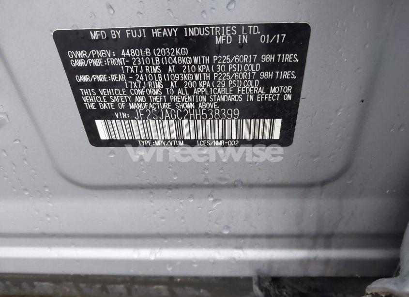 Photo 9 of 2017 Subaru Forester 2.5I PREMIUM (VIN JF2SJAGC2HH538399)