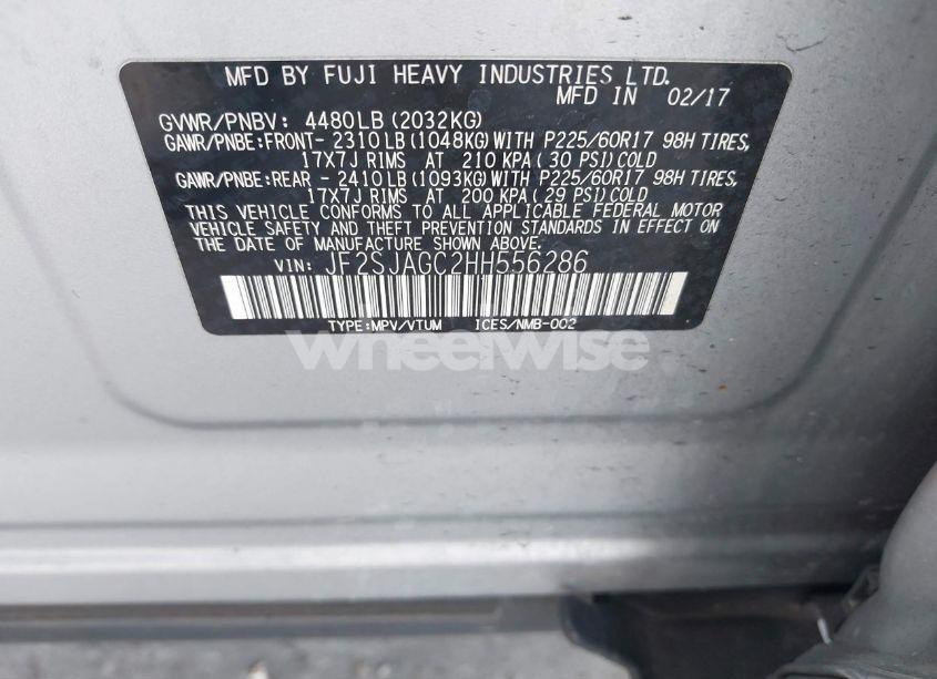 Photo 9 of 2017 Subaru Forester 2.5I PREMIUM (VIN JF2SJAGC2HH556286)