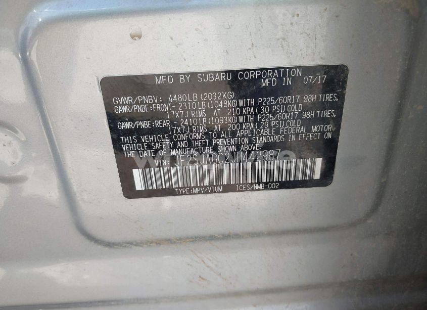 Photo 9 of 2018 Subaru Forester 2.5I PREMIUM (VIN JF2SJAGC2JH442987)