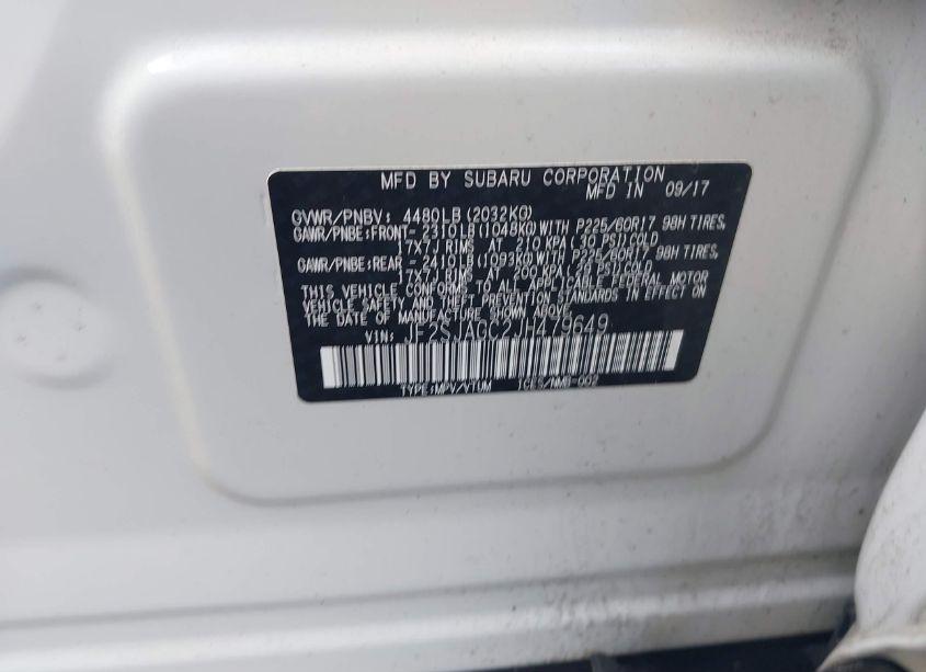 Photo 9 of 2018 Subaru Forester 2.5I PREMIUM (VIN JF2SJAGC2JH479649)