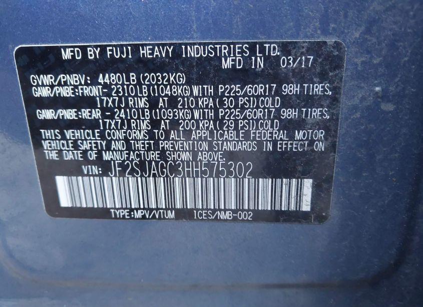 Photo 9 of 2017 Subaru Forester 2.5I PREMIUM (VIN JF2SJAGC3HH575302)