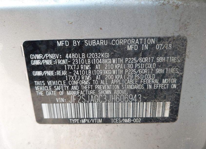 Photo 9 of 2018 Subaru Forester 2.5I PREMIUM (VIN JF2SJAGC3JH606943)