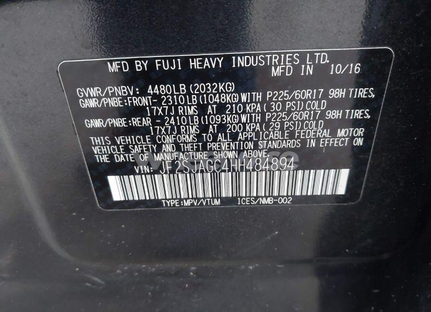 Photo 9 of 2017 Subaru Forester 2.5I PREMIUM (VIN JF2SJAGC4HH484894)