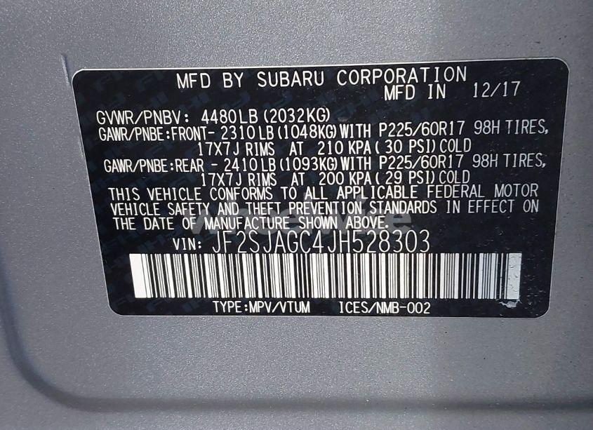 Photo 9 of 2018 Subaru Forester 2.5I PREMIUM (VIN JF2SJAGC4JH528303)