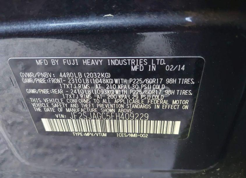 Photo 9 of 2015 Subaru Forester 2.5I PREMIUM (VIN JF2SJAGC5FH409229)