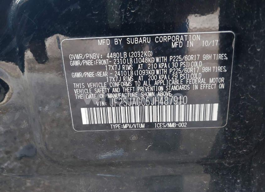 Photo 9 of 2018 Subaru Forester 2.5I PREMIUM (VIN JF2SJAGC5JH487910)