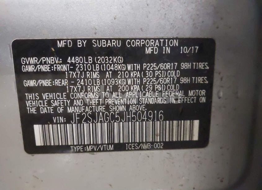 Photo 9 of 2018 Subaru Forester 2.5I PREMIUM (VIN JF2SJAGC5JH504916)