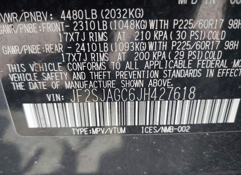 Photo 9 of 2018 Subaru Forester 2.5I PREMIUM (VIN JF2SJAGC6JH427618)