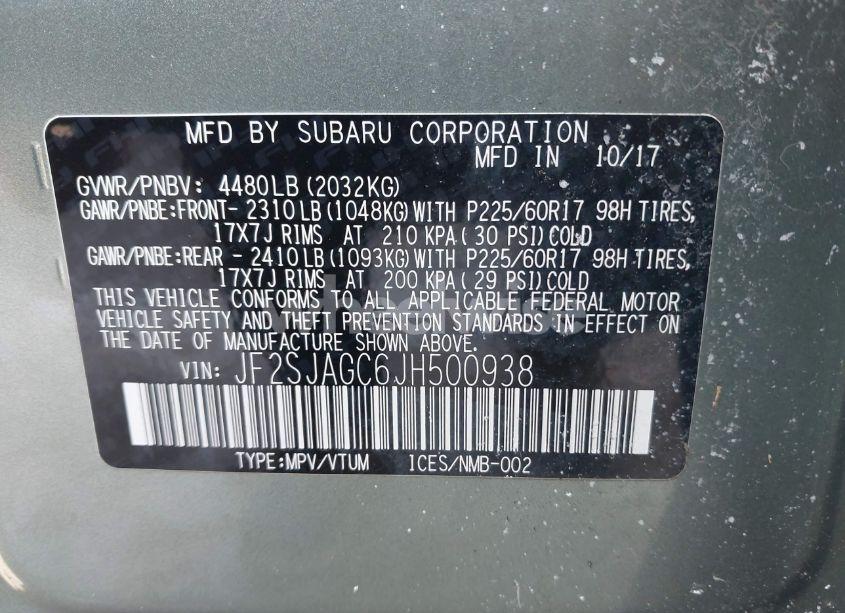 Photo 9 of 2018 Subaru Forester 2.5I PREMIUM (VIN JF2SJAGC6JH500938)