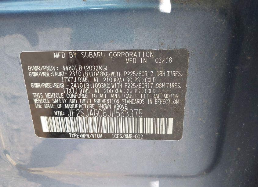 Photo 9 of 2018 Subaru Forester 2.5I PREMIUM (VIN JF2SJAGC6JH563375)