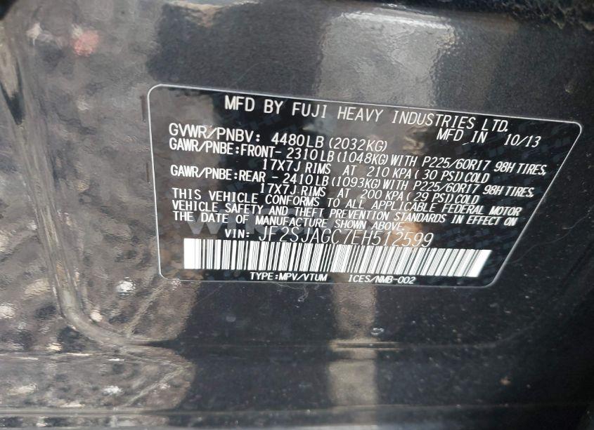 Photo 9 of 2014 Subaru Forester 2.5I PREMIUM (VIN JF2SJAGC7EH512599)