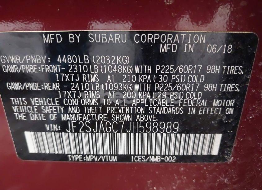 Photo 9 of 2018 Subaru Forester 2.5I PREMIUM (VIN JF2SJAGC7JH598989)