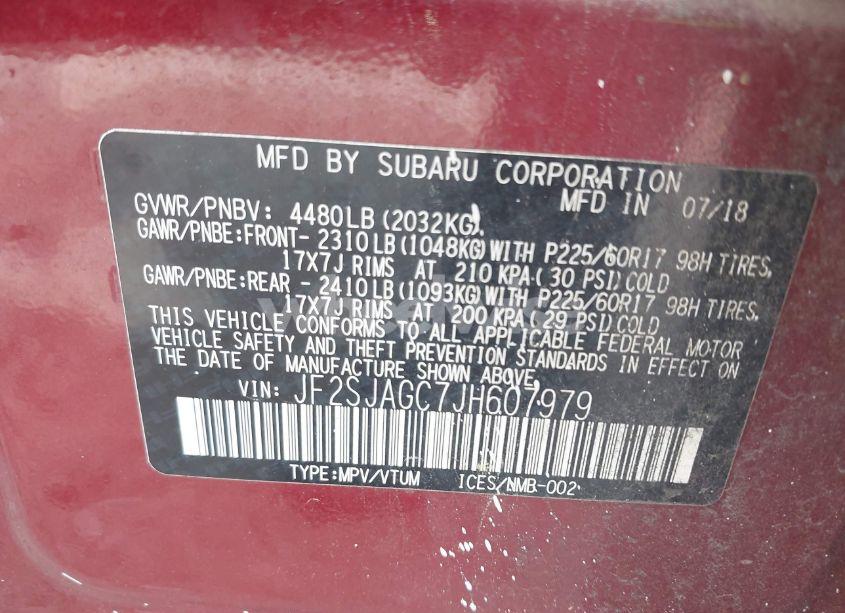 Photo 9 of 2018 Subaru Forester 2.5I PREMIUM (VIN JF2SJAGC7JH607979)