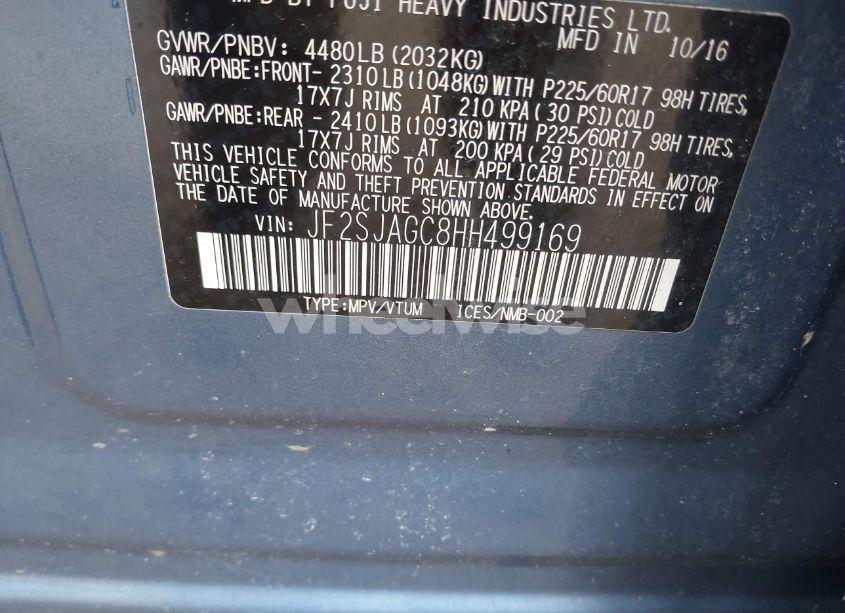 Photo 9 of 2017 Subaru Forester 2.5I PREMIUM (VIN JF2SJAGC8HH499169)