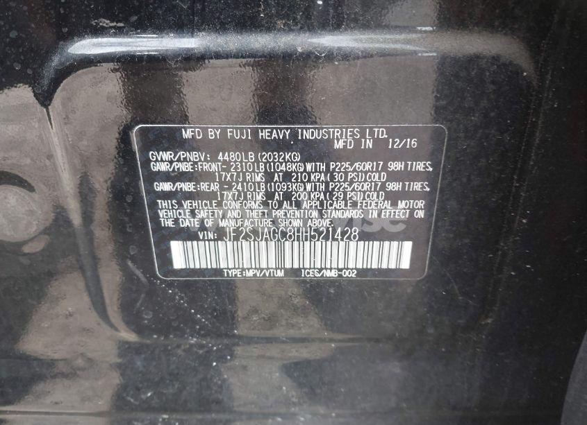 Photo 9 of 2017 Subaru Forester 2.5I PREMIUM (VIN JF2SJAGC8HH521428)