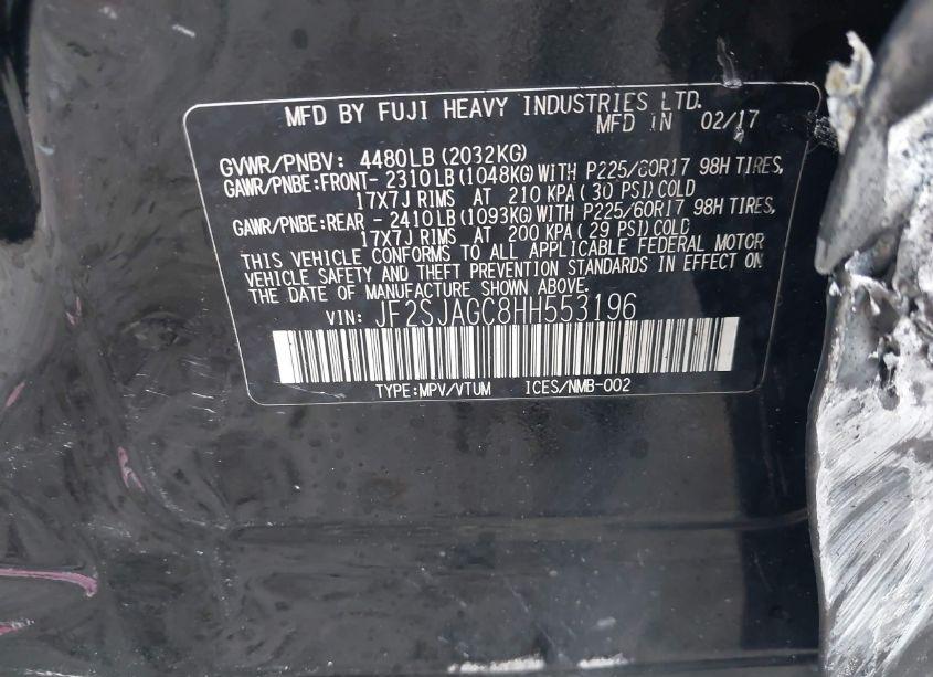 Photo 9 of 2017 Subaru Forester 2.5I PREMIUM (VIN JF2SJAGC8HH553196)