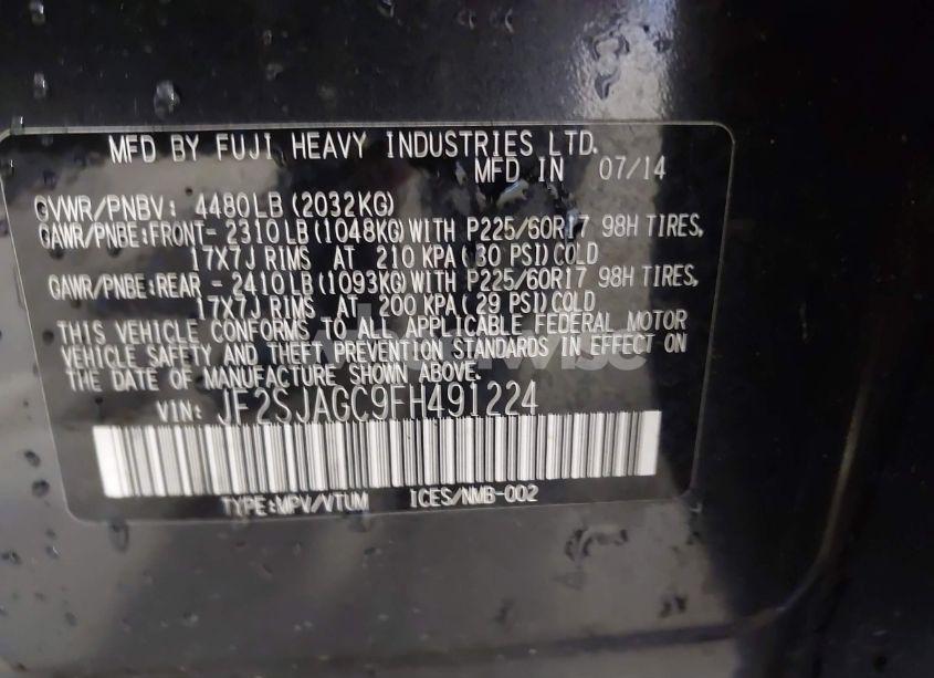 Photo 9 of 2015 Subaru Forester 2.5I PREMIUM (VIN JF2SJAGC9FH491224)