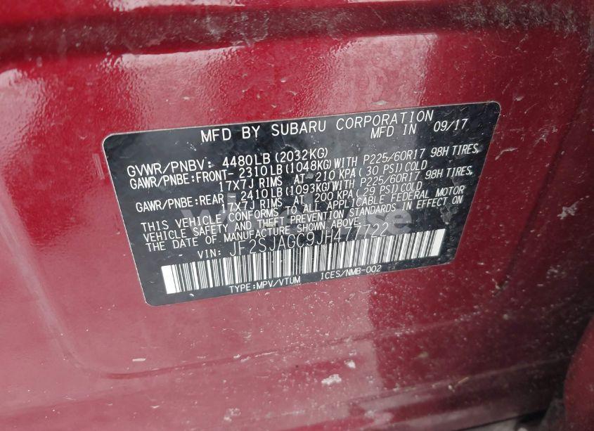 Photo 9 of 2018 Subaru Forester 2.5I PREMIUM (VIN JF2SJAGC9JH477722)