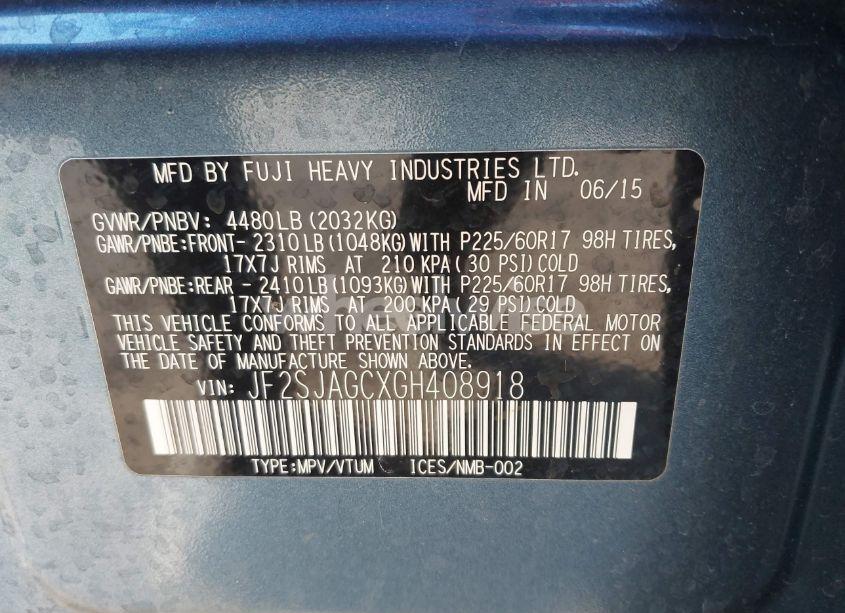 Photo 9 of 2016 Subaru Forester 2.5I PREMIUM (VIN JF2SJAGCXGH408918)