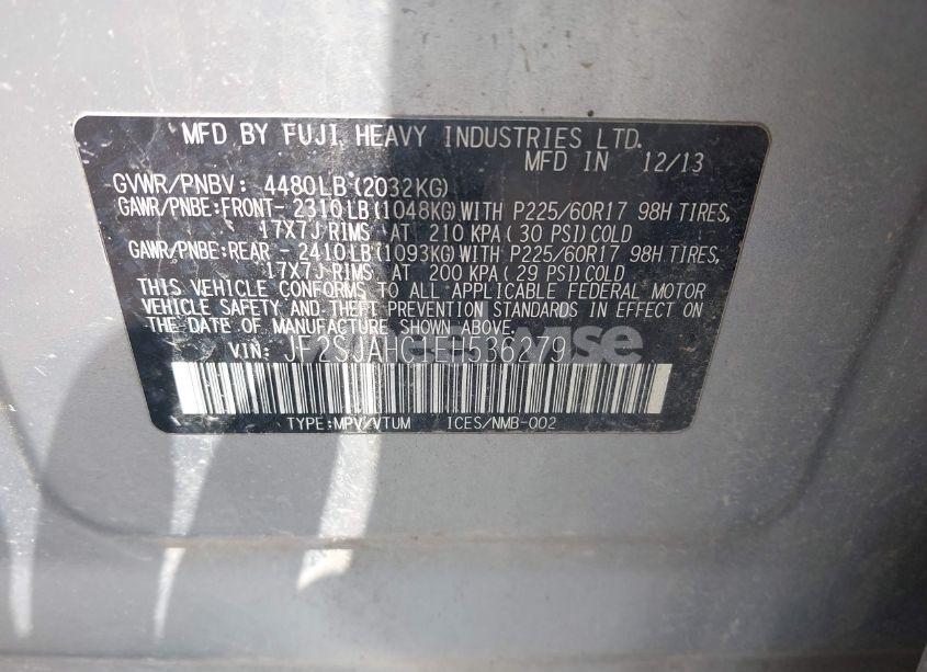 Photo 9 of 2014 Subaru Forester 2.5I LIMITED (VIN JF2SJAHC1EH536279)