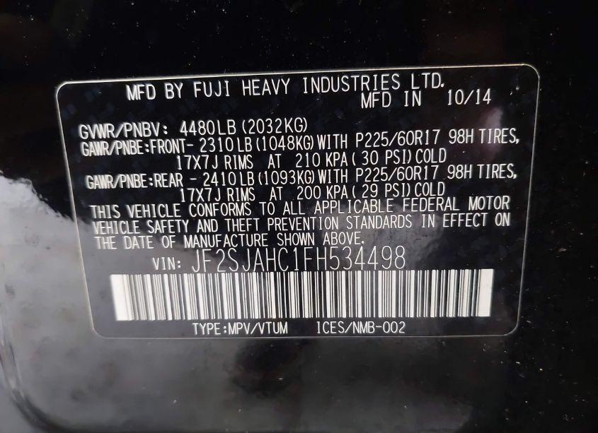 Photo 9 of 2015 Subaru Forester 2.5I LIMITED (VIN JF2SJAHC1FH534498)