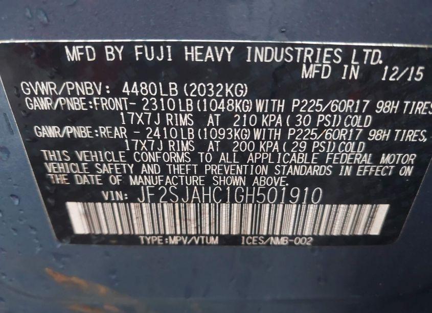 Photo 9 of 2016 Subaru Forester 2.5I LIMITED (VIN JF2SJAHC1GH501910)