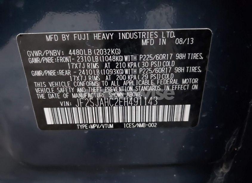 Photo 9 of 2014 Subaru Forester 2.5I LIMITED (VIN JF2SJAHC2EH491143)