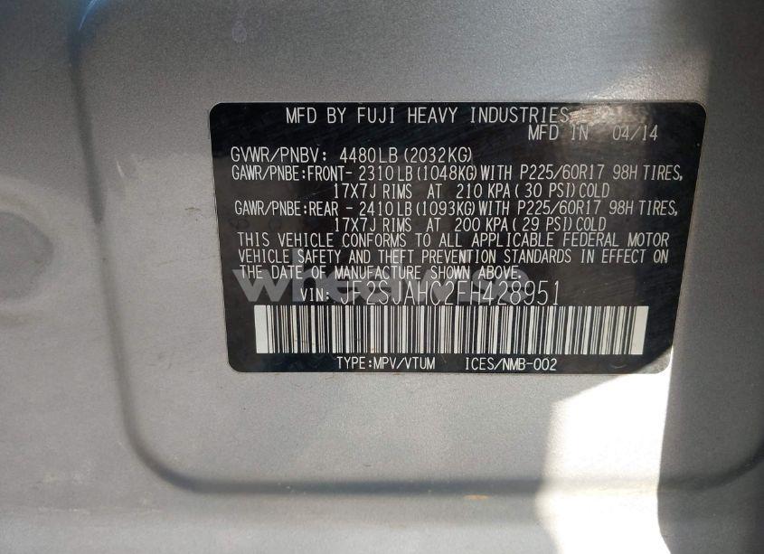 Photo 9 of 2015 Subaru Forester 2.5I LIMITED (VIN JF2SJAHC2FH428951)