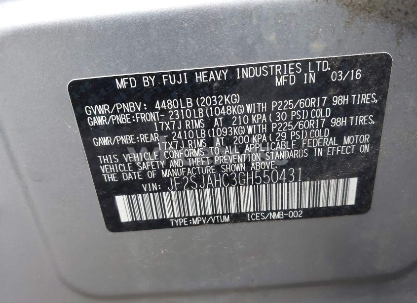 Photo 9 of 2016 Subaru Forester 2.5I LIMITED (VIN JF2SJAHC3GH550431)