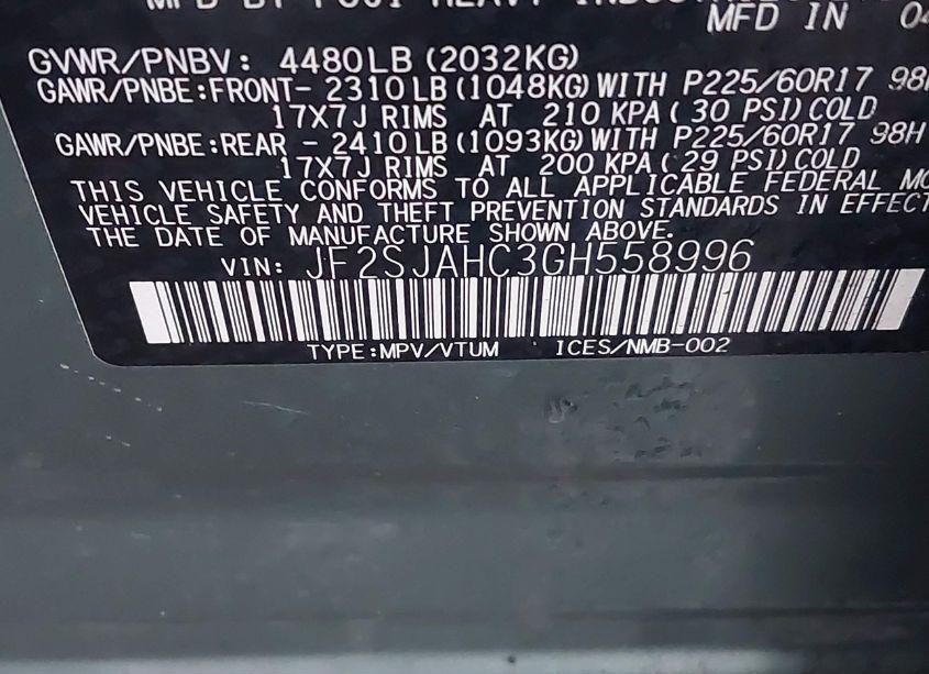 Photo 9 of 2016 Subaru Forester 2.5I LIMITED (VIN JF2SJAHC3GH558996)