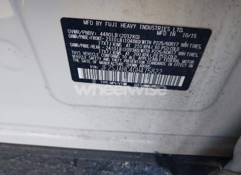 Photo 9 of 2016 Subaru Forester 2.5I LIMITED (VIN JF2SJAHC4GH475822)