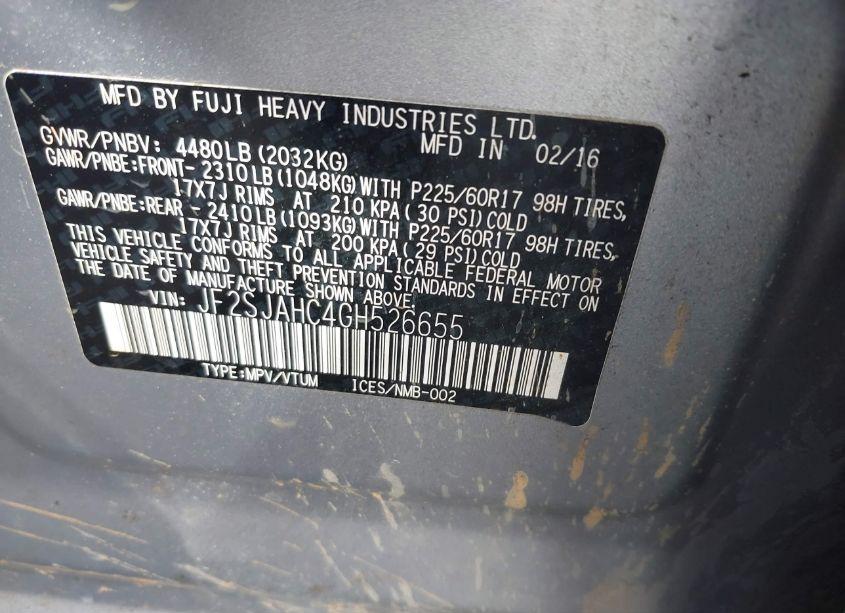 Photo 9 of 2016 Subaru Forester 2.5I LIMITED (VIN JF2SJAHC4GH526655)