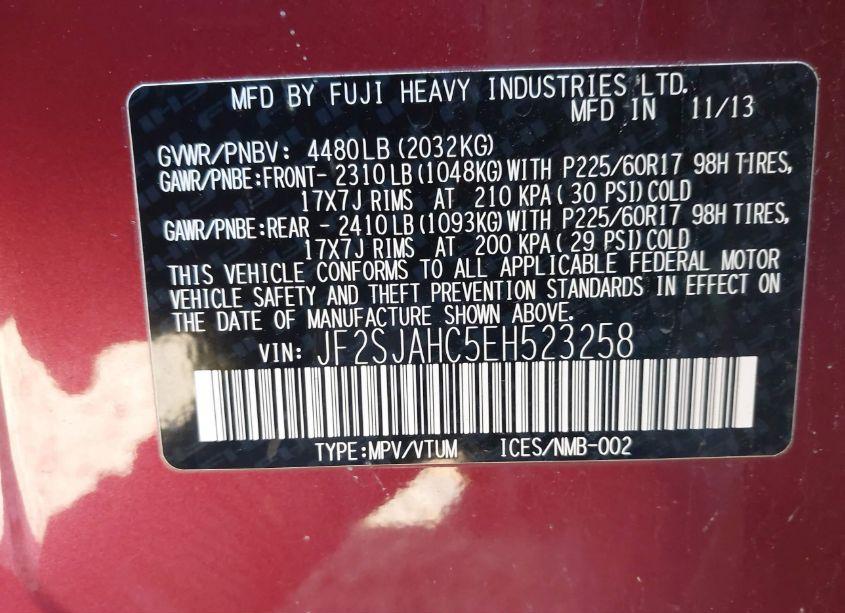 Photo 9 of 2014 Subaru Forester 2.5I LIMITED (VIN JF2SJAHC5EH523258)