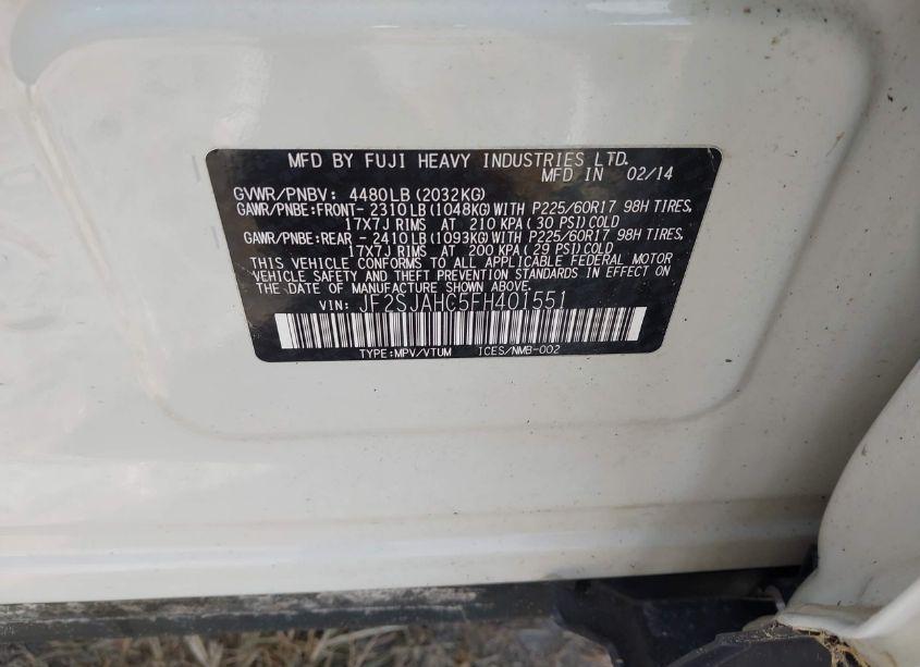 Photo 9 of 2015 Subaru Forester 2.5I LIMITED (VIN JF2SJAHC5FH401551)