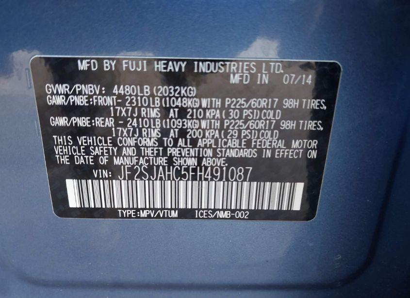 Photo 9 of 2015 Subaru Forester 2.5I LIMITED (VIN JF2SJAHC5FH491087)